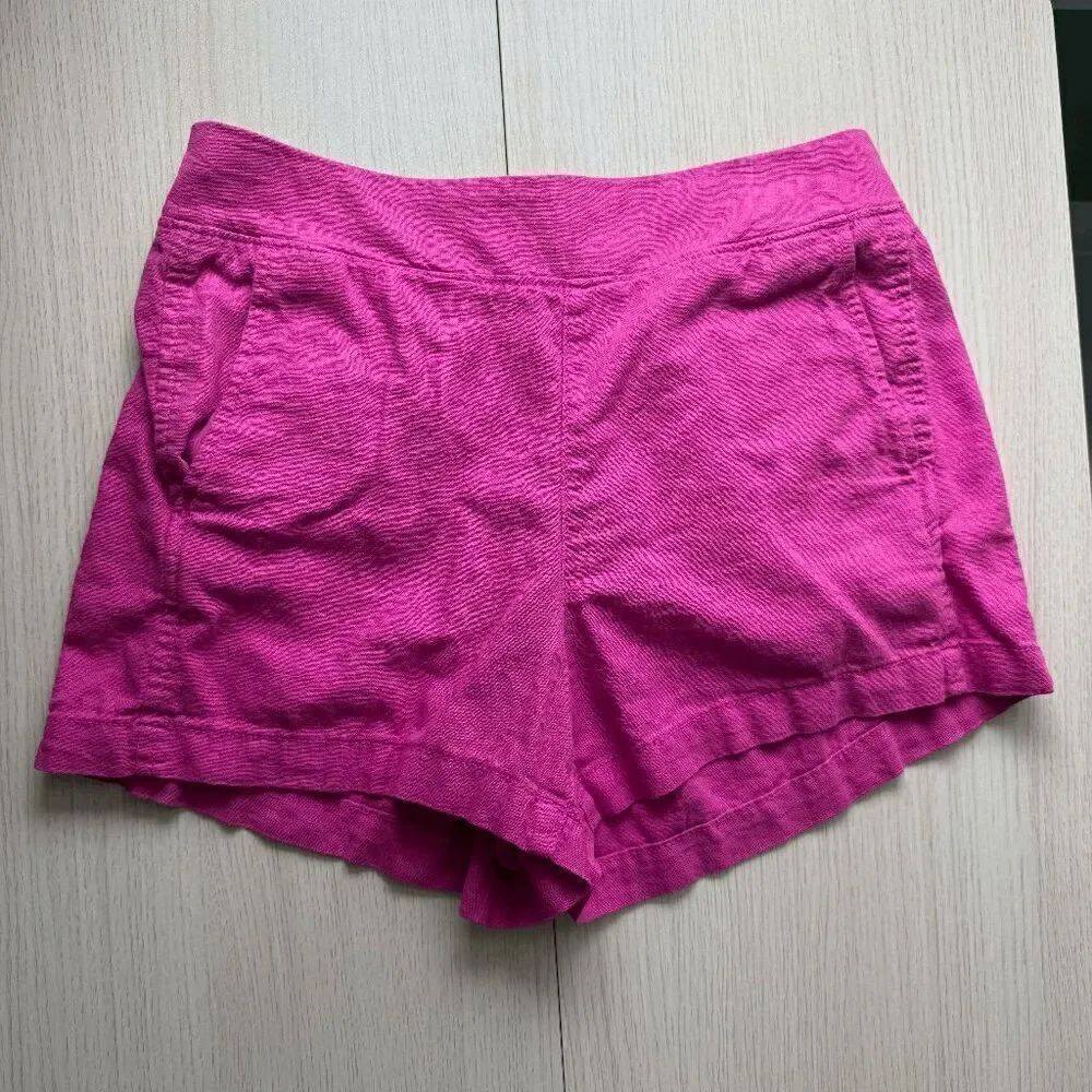 GAP Hot Pink Linen Blend Shorts Relaxed Fit Colorful Pull On Pockets Small